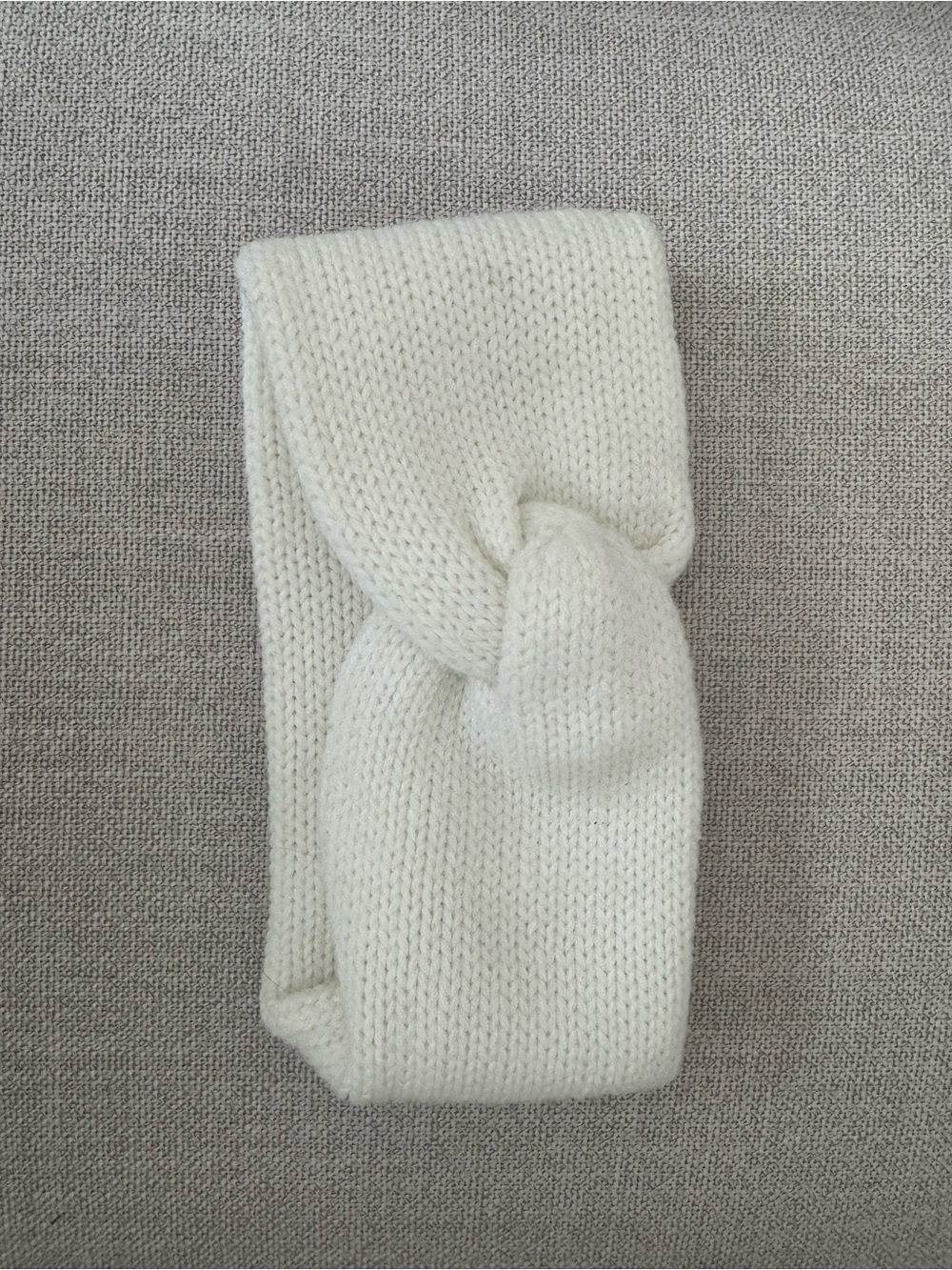 Cream Knitted Twist Headband